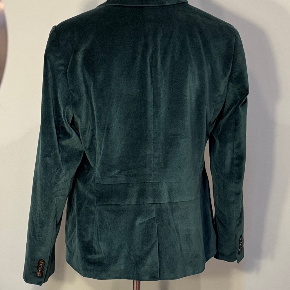 Talbots Velvet Blazer in Forest Green Size 12- small flaw - Picture 4 of 10